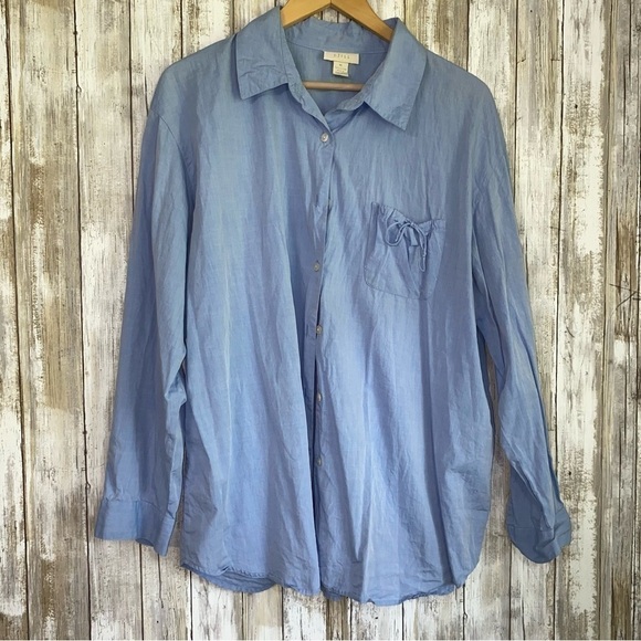 J. Jill Tops - J. Jill Blue Pocket Button Down
